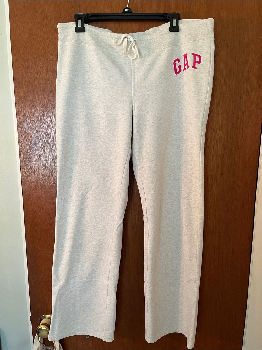 GAP Light Cream Track Pants with Pink Logo